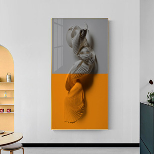 Modern Entrance Hanging Painting Office Mural Corridor Aisle Vertical Orange Abstract Hotel Tooling Decorative Painting