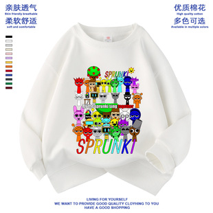 Весенняя и осенняя мультяшная игра ритм-коробка sprunki свободный топ новый мужской и женский детский костюм с круглым воротником свитера круто