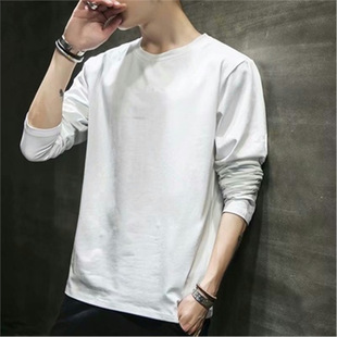Milk Silk Base Shirt Men's Long-sleeved T-shirt Inner 2024 New Autumn Round Neck Solid Color Top Clothes T-shirt Autumn Clothes