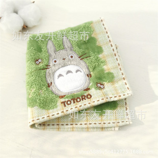 Export single foreign trade cotton untwisted jacquard cotton embroidery cartoon cute cat 23*23 embroidery handkerchief small square towel