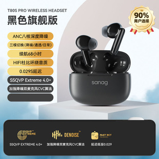 Sanag Sena Bluetooth-гарнитура ANC с шумоподавлением при вызовах настоящая Беспроводная спортивная игра-вкладыш с длительной выносливостью T80S