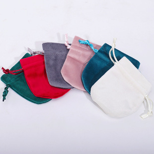 Velvet Round Bottom Drawstring Pocket Jewelry Jewelry Bag Ring Earrings Necklace Flannel Storage Bag Jewelry Packaging Wholesale