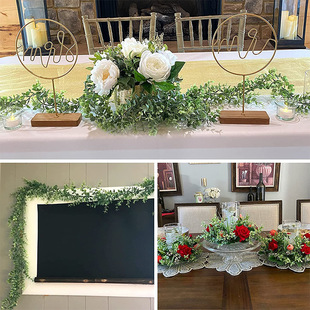 Cross-border artificial eucalyptus wreath rattan green plant simulation eucalyptus wall hanging vines home balcony dress plant
