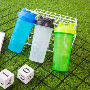 Portable Non-Slip Fitness Sports Water Cup Solid Color Protein Powder Shaker Cup Outdoor Anti-Fall Student Plastic Water Cup Wholesale