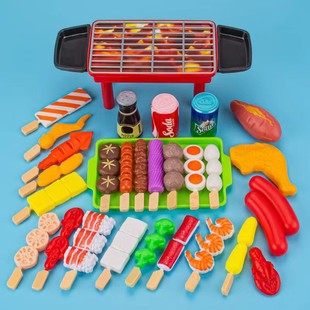 Online red girl toy play house children's simulation fast food barbecue kitchen 3 years old 4 years old 5 years old 6 years old 7 years old