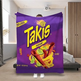 1Pc Cartoon Snack Print Blanket, Flannel Blanket Ultra Soft
