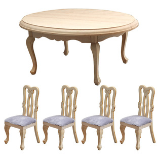1:12 doll house dollhouse mini furniture model restaurant scene European plain blank table and chair suit