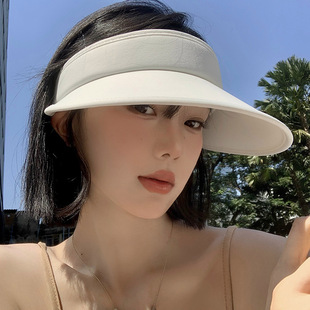 Summer Ice Silk Sunscreen Hat Women's Outdoor Cycling Anti-UV Sunshade Haciform Hat White Big Brim Sun Hat