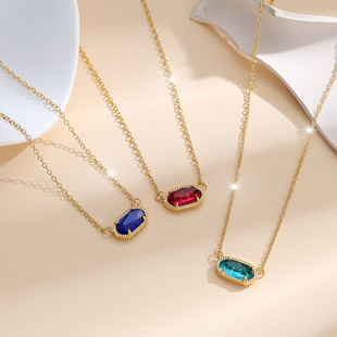 Cross-border Hot Sale Hypoallergenic Natural Stone Gold Necklace Women Wholesale ins Style High-grade Clavicle Chain Crystal Pendant