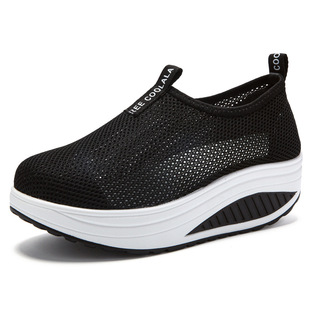 Wholesale New Sports Leisure Mesh Shake Shoes Women's Shoes Thick Sole Wedge Heeled Women's Single Shoes Breathable Flake Shoes Women