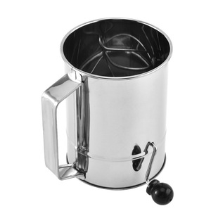 Factory spot stainless steel hand-crank inclined mouth powder sieve cocoa matcha coffee flour sieve baking kitchen tools