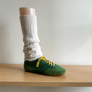 Ins Han Feng Autumn and Winter Thick Warm Wool Thick Stripe Simple All-match Socks Mid-tube Stacked Socks Foot Cover for Women