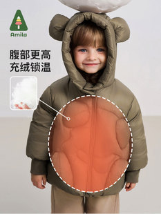 [Meng Fun Little Bear Пуховик] Детская одежда Tongbei Новая зимняя детская теплая белая утка куртка