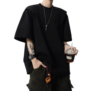 2025 New Summer Loose-leaf Deconstruction Loose Casual Simple Niche Design Short-sleeved T-shirt for Men and Women