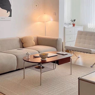 Nordic Middle Ancient Black Coffee Table Oval Vintage Household Stainless Steel Living Room Small Apartment Simple Tea Table