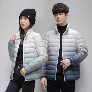 Winter Gradient Lightweight Down Jacket Short Style Men's and Women's Couple's Vertical Collar Casual Sports New GB 90 White Duck Down Jacket