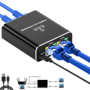 Гигабитный сетевой дистрибьютор RJ45, сетевой коммутатор широкополосной маршрутизации, 100 м, одна минута, два удлинителя разветвителя сетевого кабеля