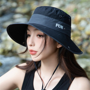 Outdoor sun hat sun protection Women's Big brim fisherman hat hiking fishing mountaineering hat sun protection hat female spring and summer personality