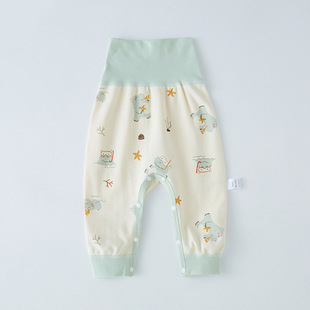 Baby's High Waist Belly Pants Pure Cotton Spring and Autumn Outer Wear Pajama Pants for Boys and Girls Baby's Split Warm Autumn Pants Leggings