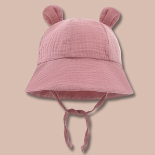 Spring and summer hot selling children's beanie hat for newborn baby printed pure cotton sun hat rabbit ears fisherman hat