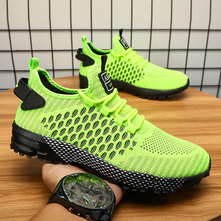 sneakers cross-border plus size MD outsole fashion lightweight running shoes men's fly woven hollow sneaker trendy men's shoes