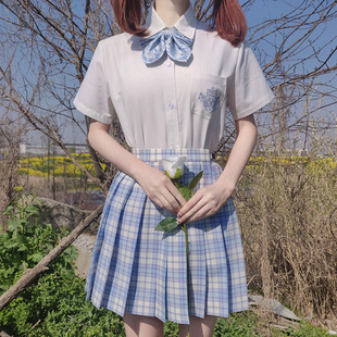Original Genuine jk Uniform Short-sleeved Embroidered Shirt Female College Style White Spot