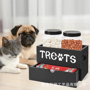 Wooden Pet Grain Storage Box Double Layer Canned Cat Freeze-dried Snack Storage Box Coffee Capsule Tea Box