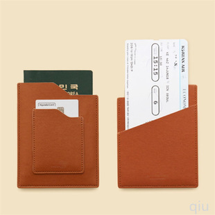 in stock Japanese and Korean Style Simple Leather Passport Holder Card Holder Solid Color Leather Travel Passport Certificate Card Holder Passport Holder