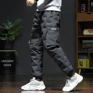 NASA Down Pants Men's 2023 New Winter Windproof Pants Thick Warm White Duck Down Detachable Cotton Pants