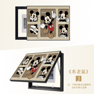Black and White Mickey meter box decorative painting Nordic ins style restaurant hanging painting distribution box power switch box mural