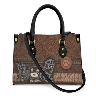 Laitu Printed Handbag Shoulder Bag Black Puppy Women's Crossbody Bag Leather PU Bag Independent Station Foreign Trade Hair