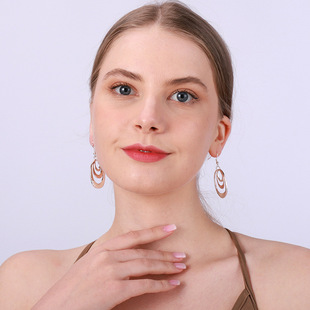 Foreign trade cross-border special for new earrings Joker oval geometric alloy earrings fashion high-end ladies earrings wholesale