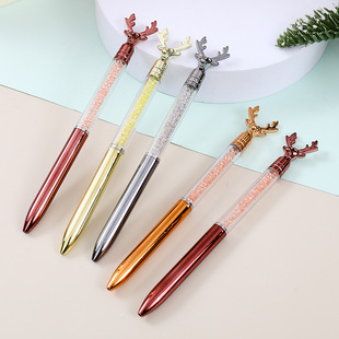 Creative stationery imitation metal crystal antler ballpoint pen premium color ins signature blue ballpoint pen