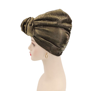 2024 cross-border new bright silk cloth forehead bud pleated African headscarf hat factory direct a generation of hair