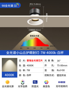 COB Adjustable Spotlight LED ceiling lamp Embedded Small Downlight Household Living Room Opening 7.5cm Bull Eye Lamp