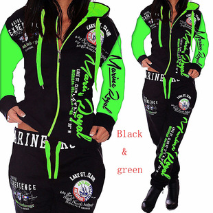 Foreign trade new women's sports suit casual letter printing suit two-piece European and American suit women's spot