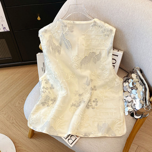 New Spring and Summer New New Chinese Style Guofeng Heavy Industry Embroidered Lace Vest Women's Top