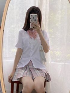 Basic Shirt Short-sleeved White Shirt Women's Preppy Style Sweet Versatile Pleated Skirt Original Authentic Full Set Trendy