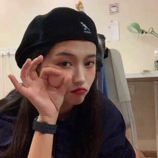 KANGOL береты кенгуру зимняя шерсть утолщение теплая леба шапка дети ретро художник шапка Hyuna та же модель