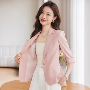 Seven-point Sleeve Suit Women's Thin 2025 Summer New Top Short Elegant Small Professional Small Suit Jacket