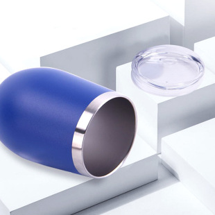 Factory Direct Sales 12oz stainless steel eggshell cup U-shaped mug red wine glass coffee cup double insulation Cup