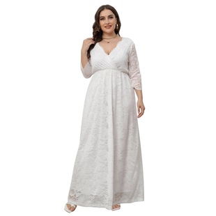 2024 European and American Cross-border Large Size Women's New Bridesmaid Dress Elegant Lace Foreign Trade Dress Dress SQ0207