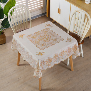 PVC tablecloth waterproof oil-proof anti-scalding wash-free square tablecloth square European-style bronzing household dining table tablecloth wholesale