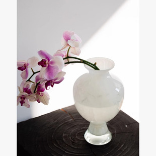 Big Belly High Feet Glass Vase Ornaments Light Luxury High-Level Living Room Desktop Flower-arranging Decorative Vase Model Room Decoration