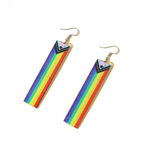 European and American cross-border jewelry Amazon best selling wooden rainbow love creative water drop pendant color butterfly earrings