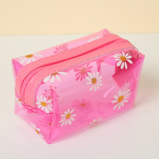 Customized Small Daisy Laser Cosmetic Bag Women's Portable Toiletry Bag Cosmetics Bag Waterproof Simple Pvc Cosmetics Bag