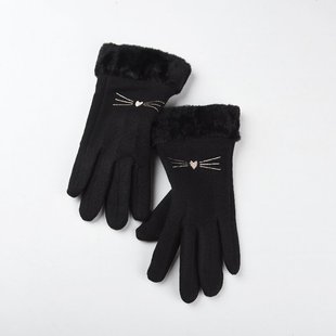 Rabbit Velvet Warm Gloves Ladies 2024 Autumn and Winter Sweet Arctic Velvet fleece-lined Thickened Outdoor Windproof Cold-proof Gloves