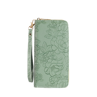 Cross-border Women's Wallet Small Crowdpack Simple PU Embossed Card Holder Large Banknote Clip Large Capacity Multi-card Wallet Change