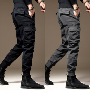 Purple Men's American-Style Loose-Fitting Cargo Harem Pants with Pockets, Durable and Stain-Resistant Work Pants