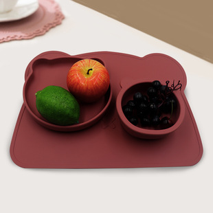 Silicone Creative Cute Bear Tableware Baby Food Supplemented Dinner Plate
